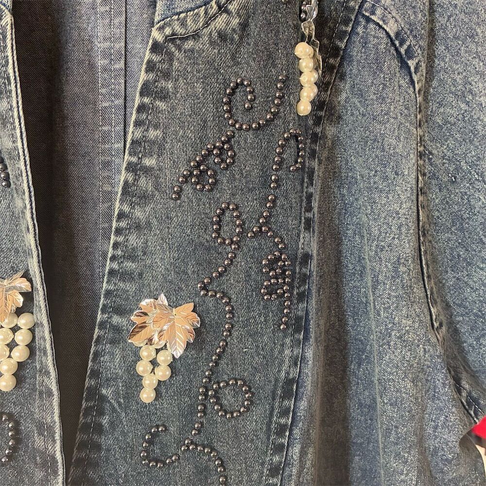Golden River Vintage Embellished Denim Jacket Women's L Blue Beaded - Picture 5 of 10